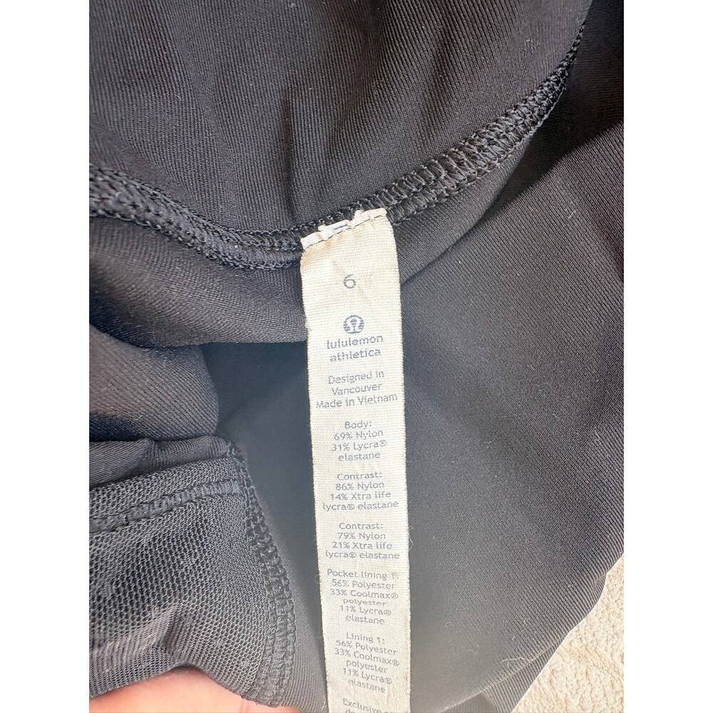 Lululemon Women's High Waisted Mesh Panel Leggings Black Size 6 Hidden Pocket - Picture 5 of 7